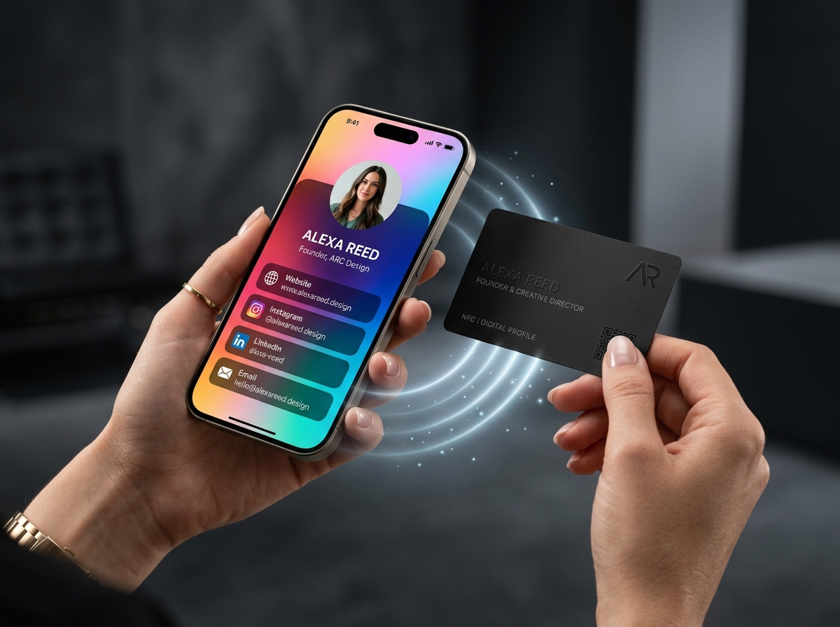 Une carte Karta approchée d'un smartphone ouvre un profil